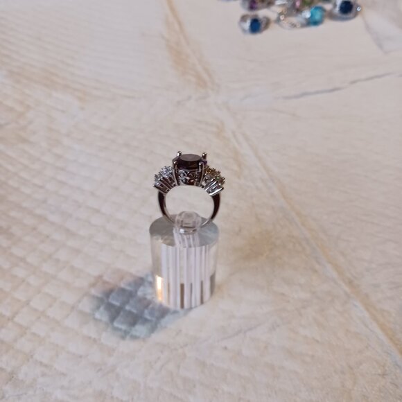 Silver Oval Purple Amethyst CZ Fashion Ring Size 7 NWOT - Picture 6 of 15